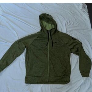 Nike Therma Fit Full Zip Hoodie Jacket Green Mens Size L Athletic Training